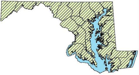 Range of Pickerel Frogs in Maryland