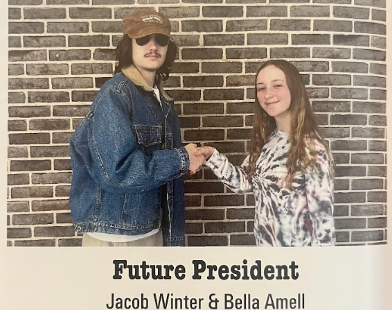 Jacob and Bella wining senior suprelative Future President. Image courtesy of BHS Yearbook Staff