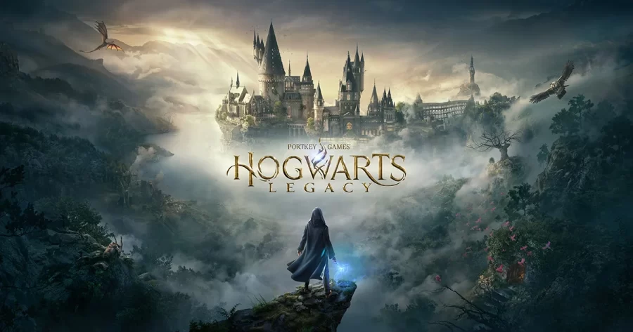 The title screen for Hogwarts Legacy 