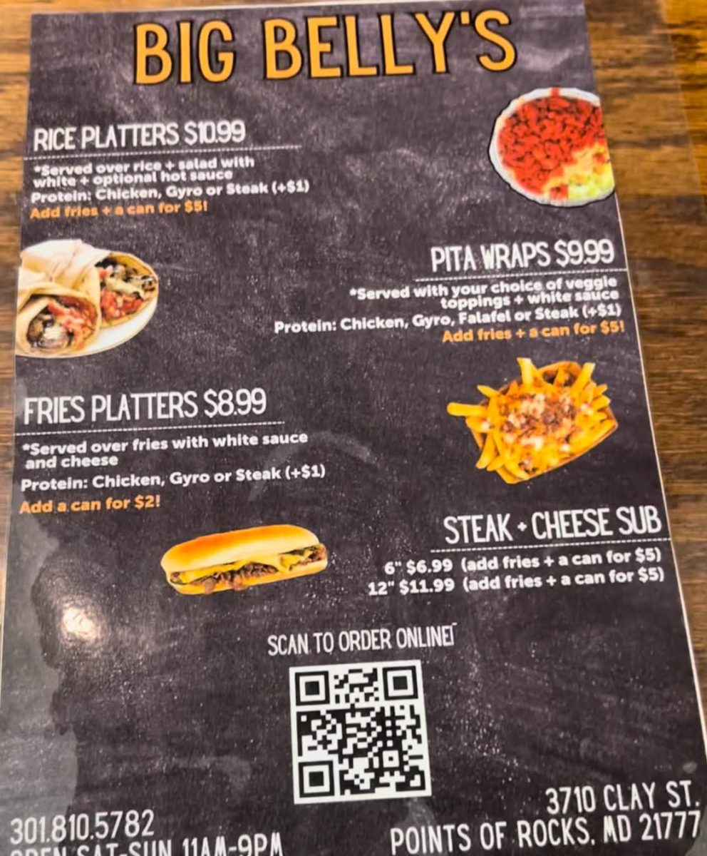 Here's the current menu of Big Belly's with other wraps and platters to come!