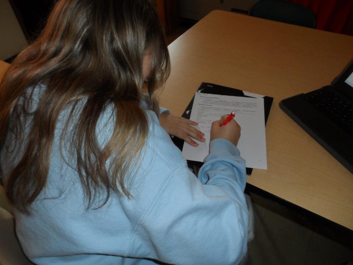 Sophomore Roader works on assignments during her connections time.