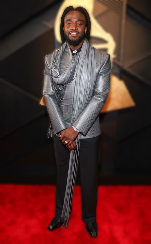 Shaboozey is wearing Diesel. Shaboozey was nominated for five Grammys including Best New Artist and Song of the Year, but unfortunately didn’t win any. But he did perform two of his most popular songs “Good News” and “A Bar Song (Tipsy)”.

Adapted in Magic Studios by Caroline Teague