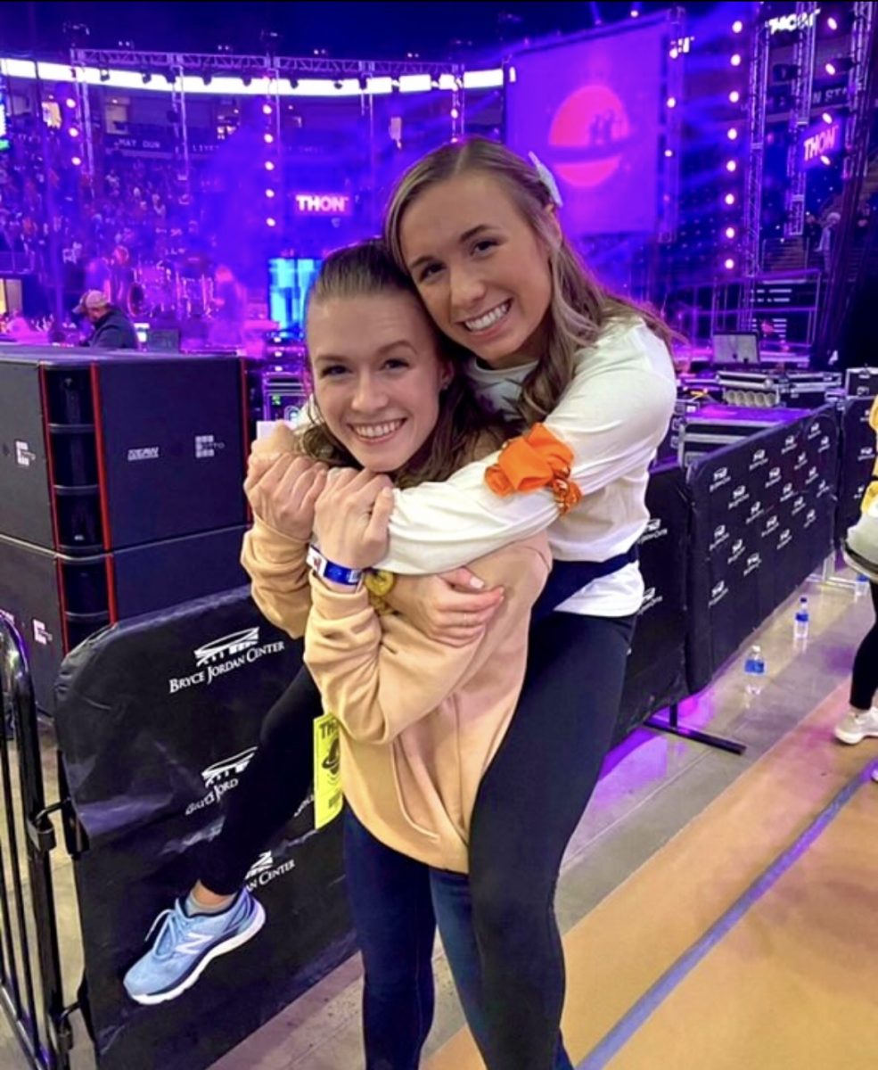 Sisters Maddie Rodrigue and Haley Rodrigue (Left) celebrating another great year at THON. Photo used with permission by Haley Rodrigue. 