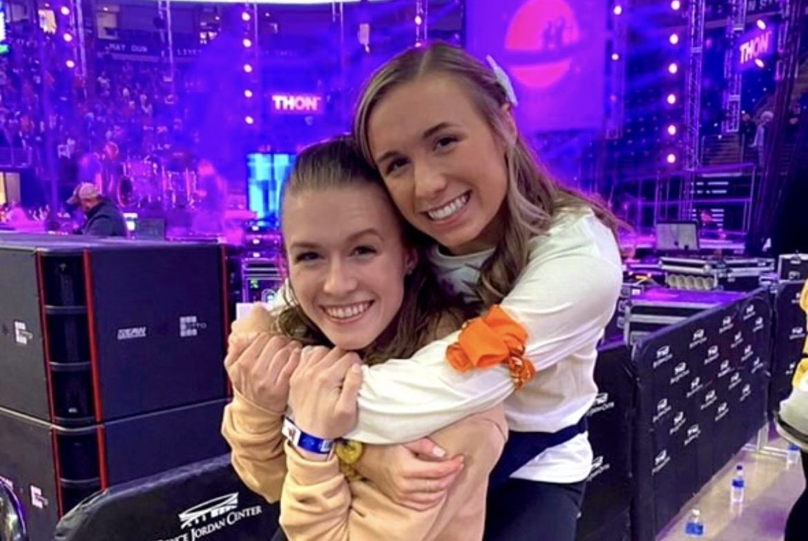 Sisters Maddie Rodrigue and Haley Rodrigue (Left) celebrating another great year at THON. Photo used with permission by Haley Rodrigue. 