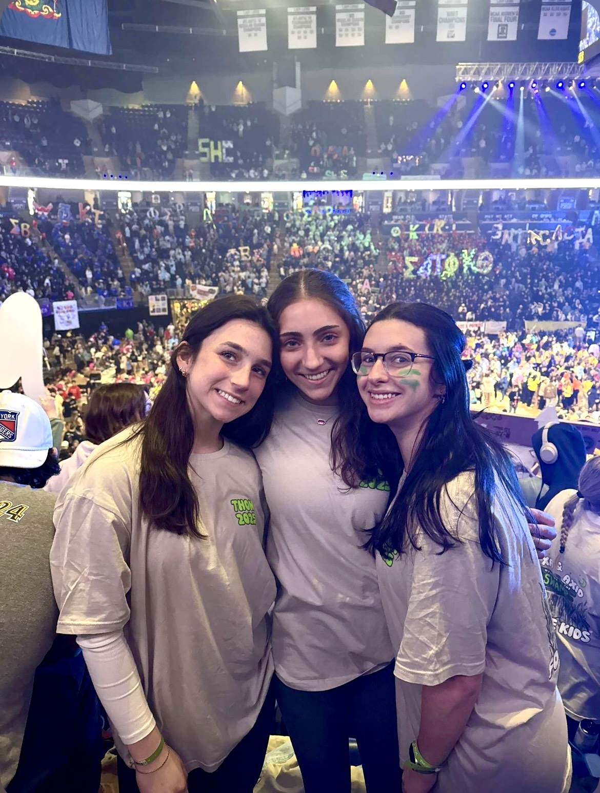 Emilee Schumaker (Left) and her friends capturing a great moment at this past year's THON. Photo used with permission from Emiliee Schumaker. 