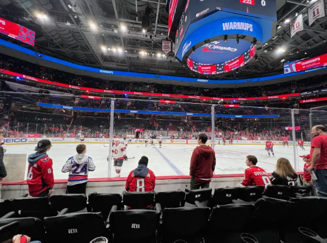 The Washington Capitals warming up before a game 