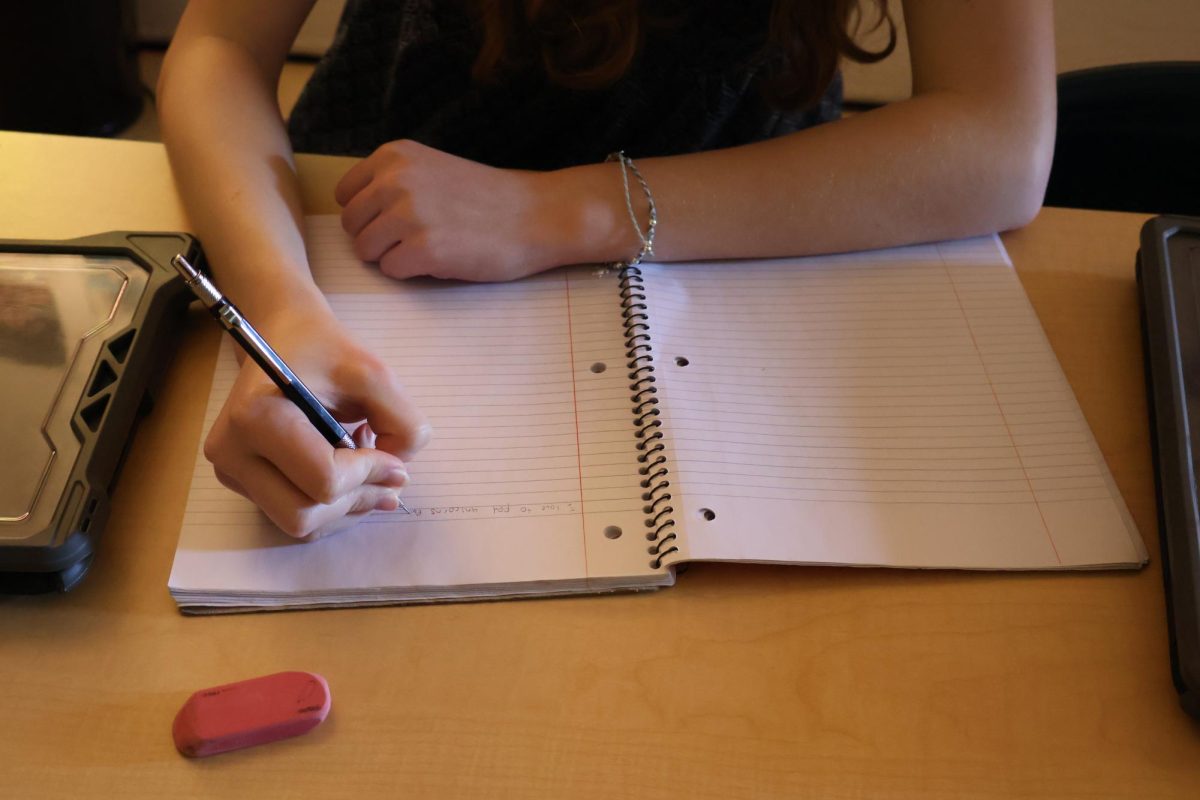 A student begins to write notes for their upcoming exams in the next few weeks. Studying before exams will help improve the overall grade, and can help implement good routines in day to day life.