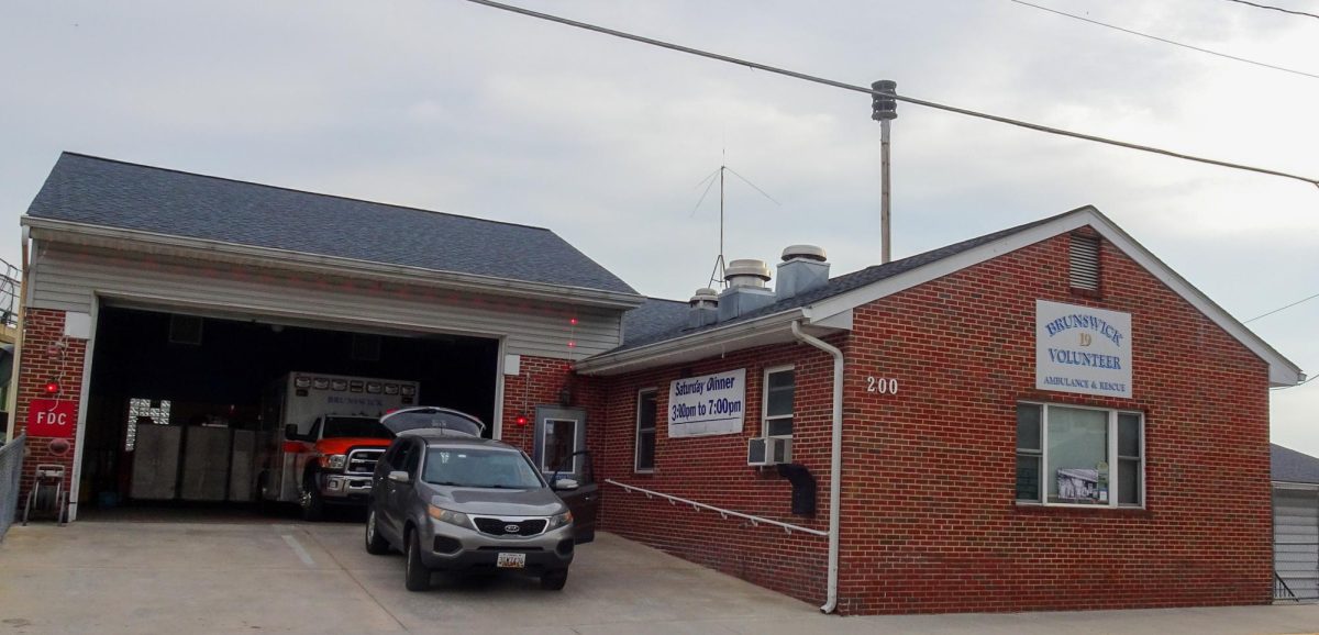 Formerly the location of the Imperial theater, after it burned down the land was made into Brunswick Volunteer Ambulance & Rescue. At the front window, a photo of the old theater honors Brunswick's heritage.