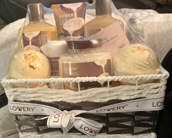 Reuse a basket and put a gift basket together!