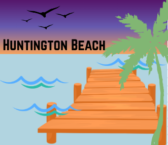 Huntington Beach, California.
Made in Canva.