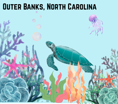 Outer Banks, North Carolina.
Made in Canva.