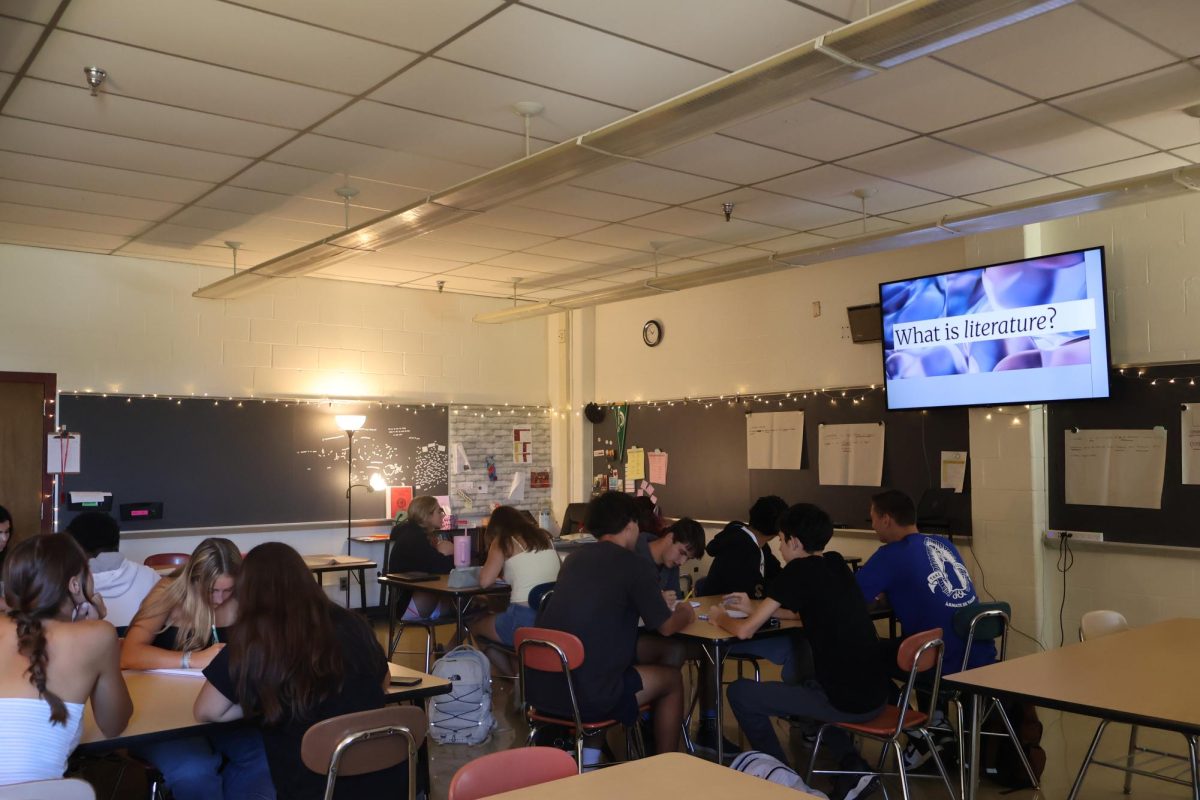 Students in Mrs. McCord's class taking notes on "What Is Literature?"