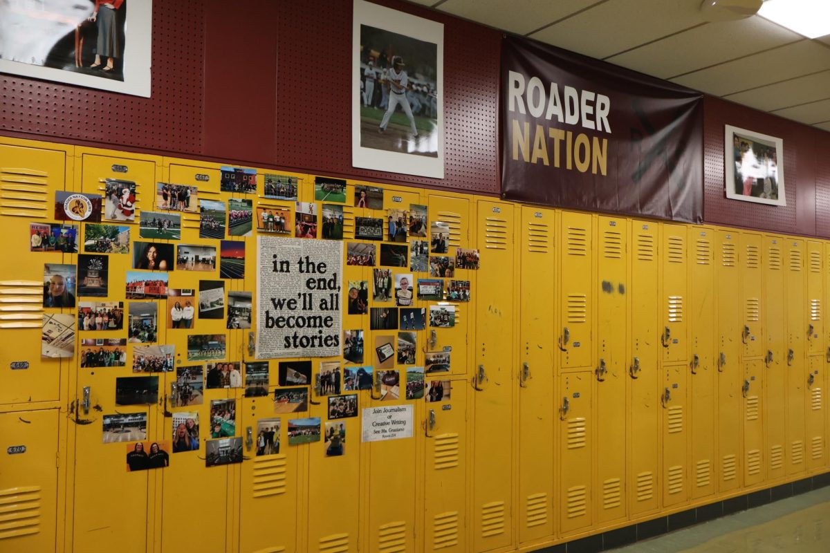 The upstairs hallway in Brunswick High School where there is an ode to how each student becomes a story.