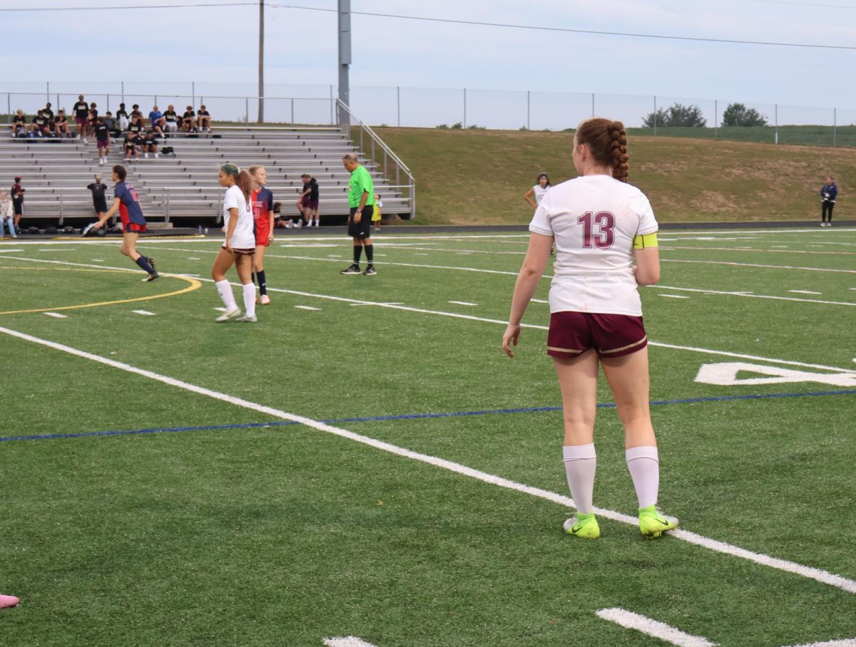 Katie Parry playing defense during a BHS Varsity Girls Soccer game.