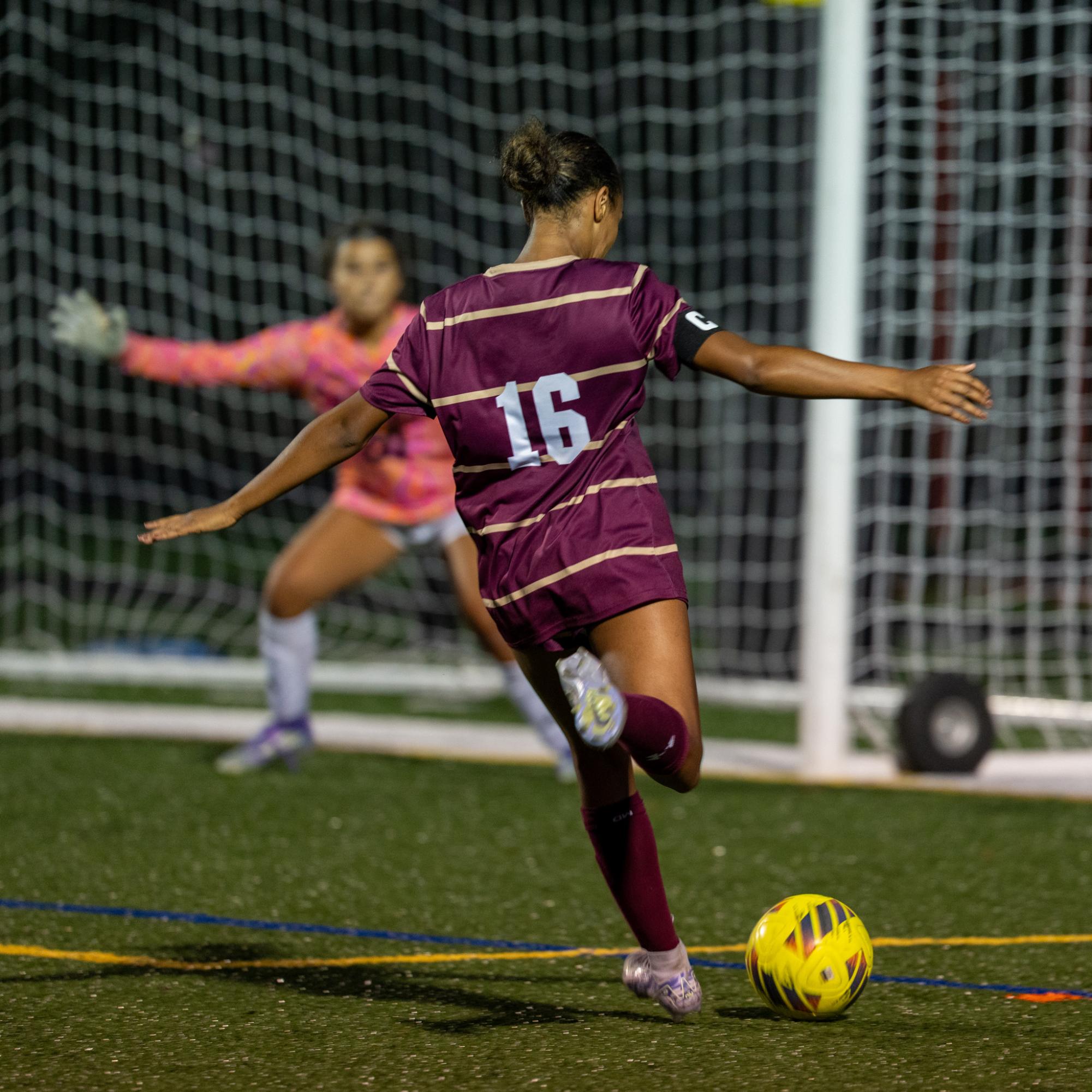 Laila Jackson, number 16, shooting a goal during a BHS Varsity Girls Soccer game.
Photo use with permission of Laila Jackson.