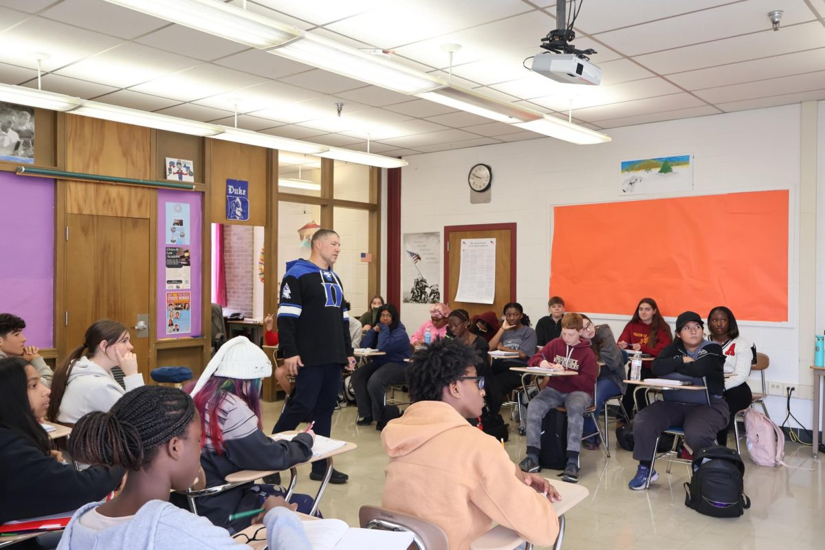 Mr. Smith giving a lecuture during his second block class.