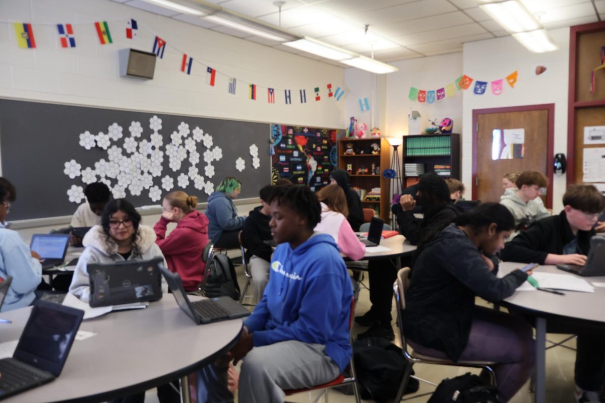 Brunswick High School (BHS) students studying in their third block Spanish class.