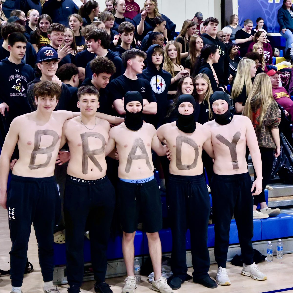 Brunswick High School student section shows support for senior, Brady Renn at the semi-finals game.