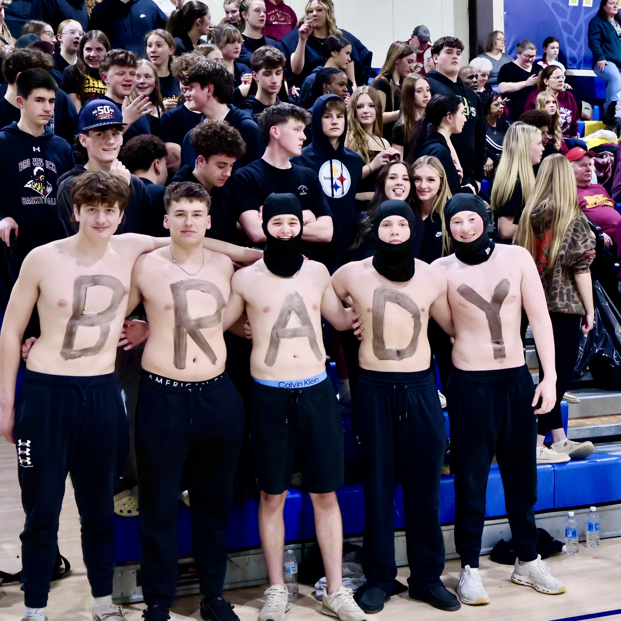 Brunswick High School student section shows support for senior, Brady Renn at the semi-finals game.