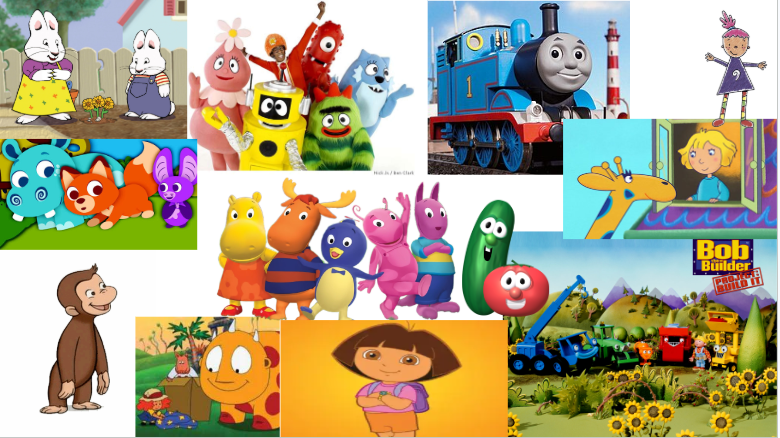 Images of nostalgic kids' shows that are from an older generation. Image created by Mama Toure.
