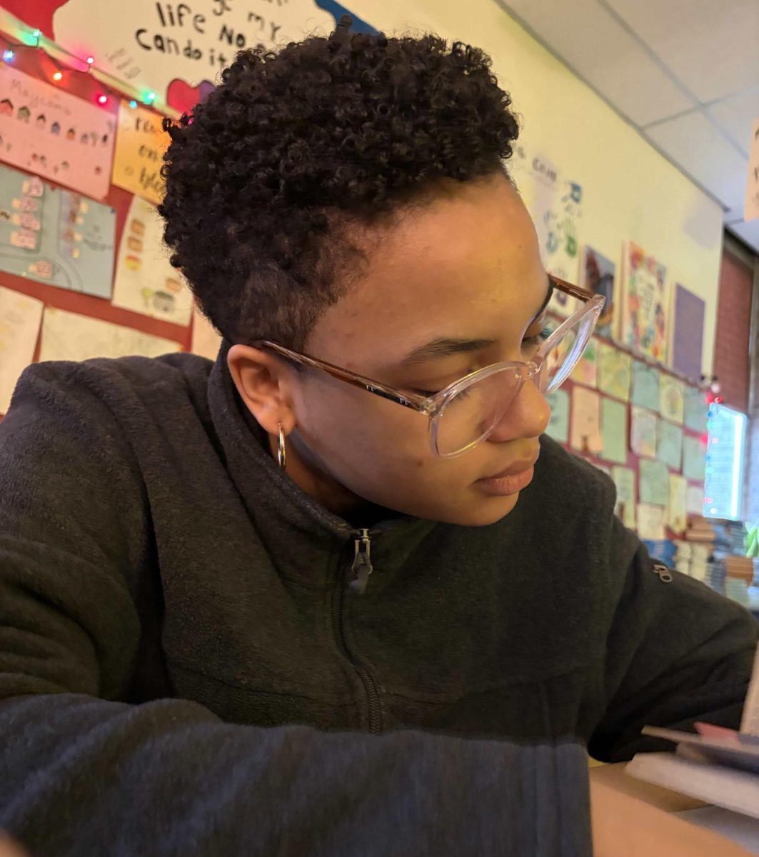 Ramata Sautter, sophomore is seen doing work in her English 10 class.